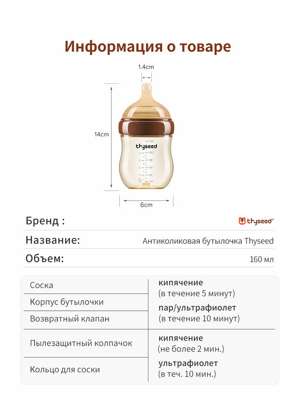 Антиколиковая бутылочка для новорожденных,160 мл,PPSU
